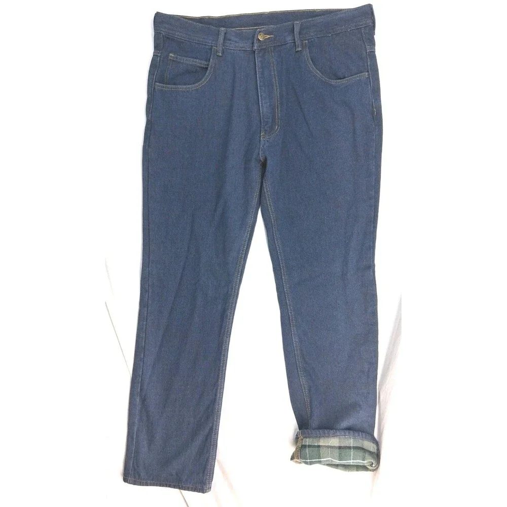 Key Mens 38x34 Flannel Lined Jeans Blue Logger Heavy Equipment Workwear Tall
